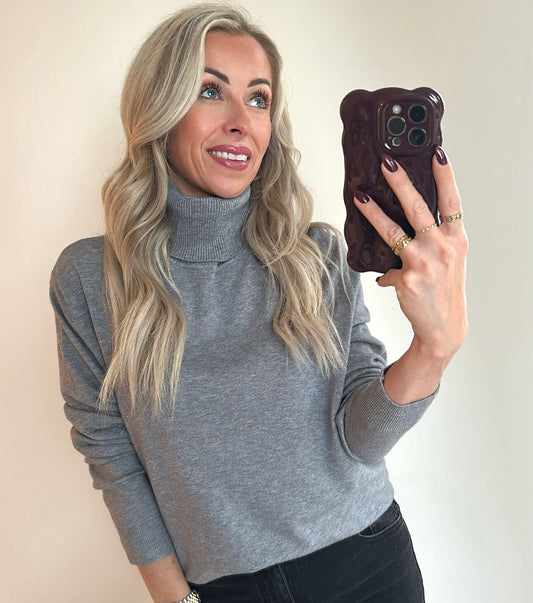 TIA Turtleneck Top - grey