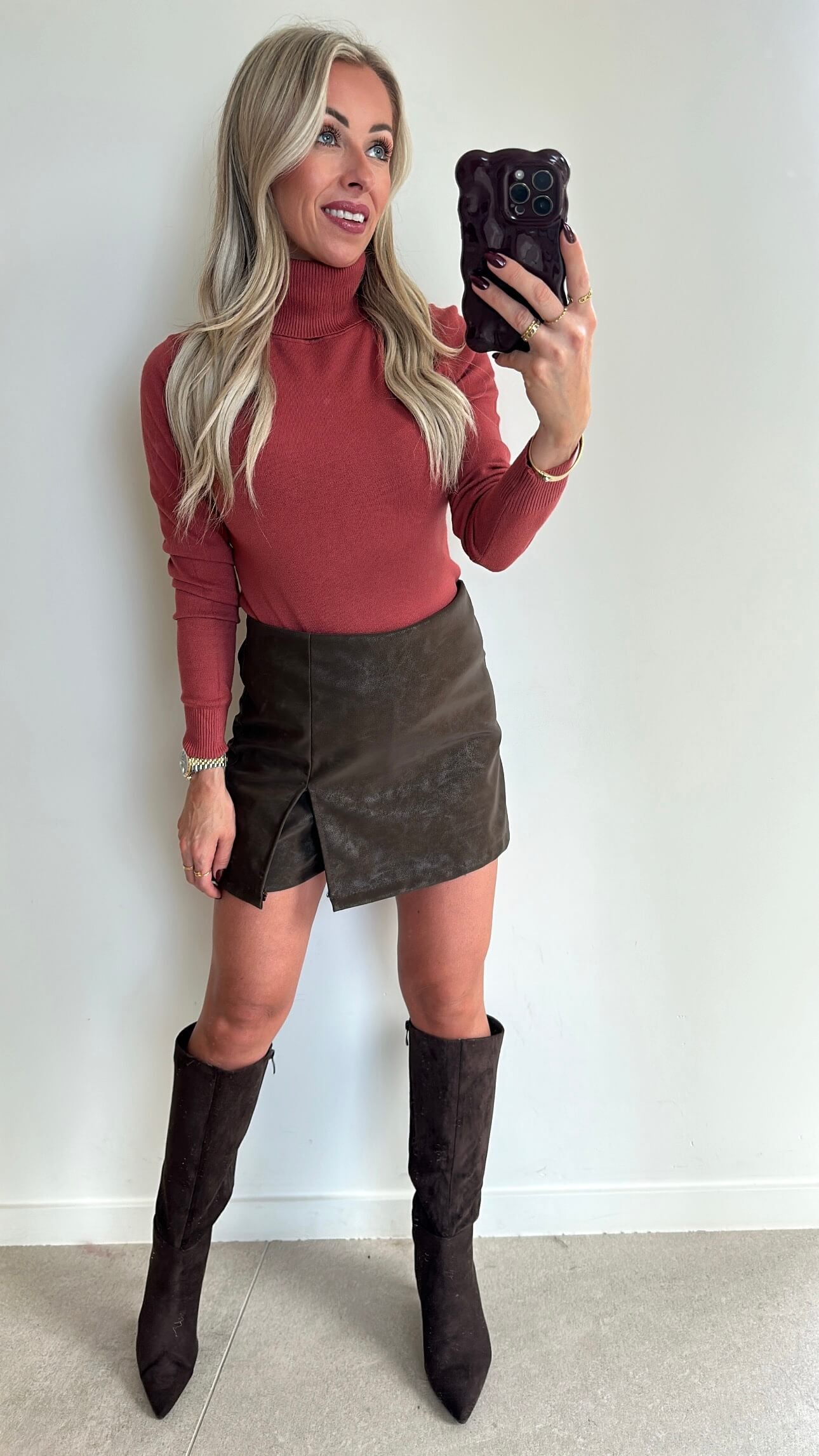 TIA Turtleneck Top - terracotta