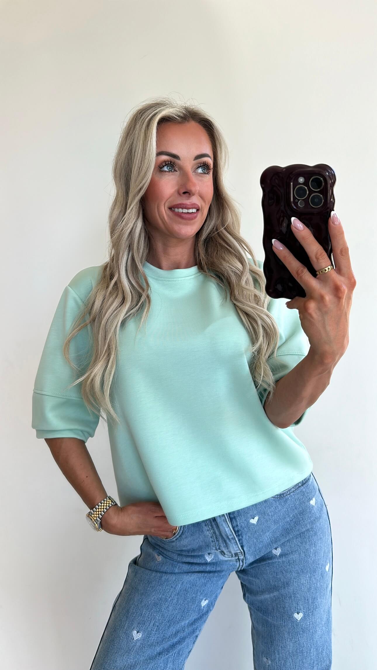 SANDIE Sweat Top - turquoise