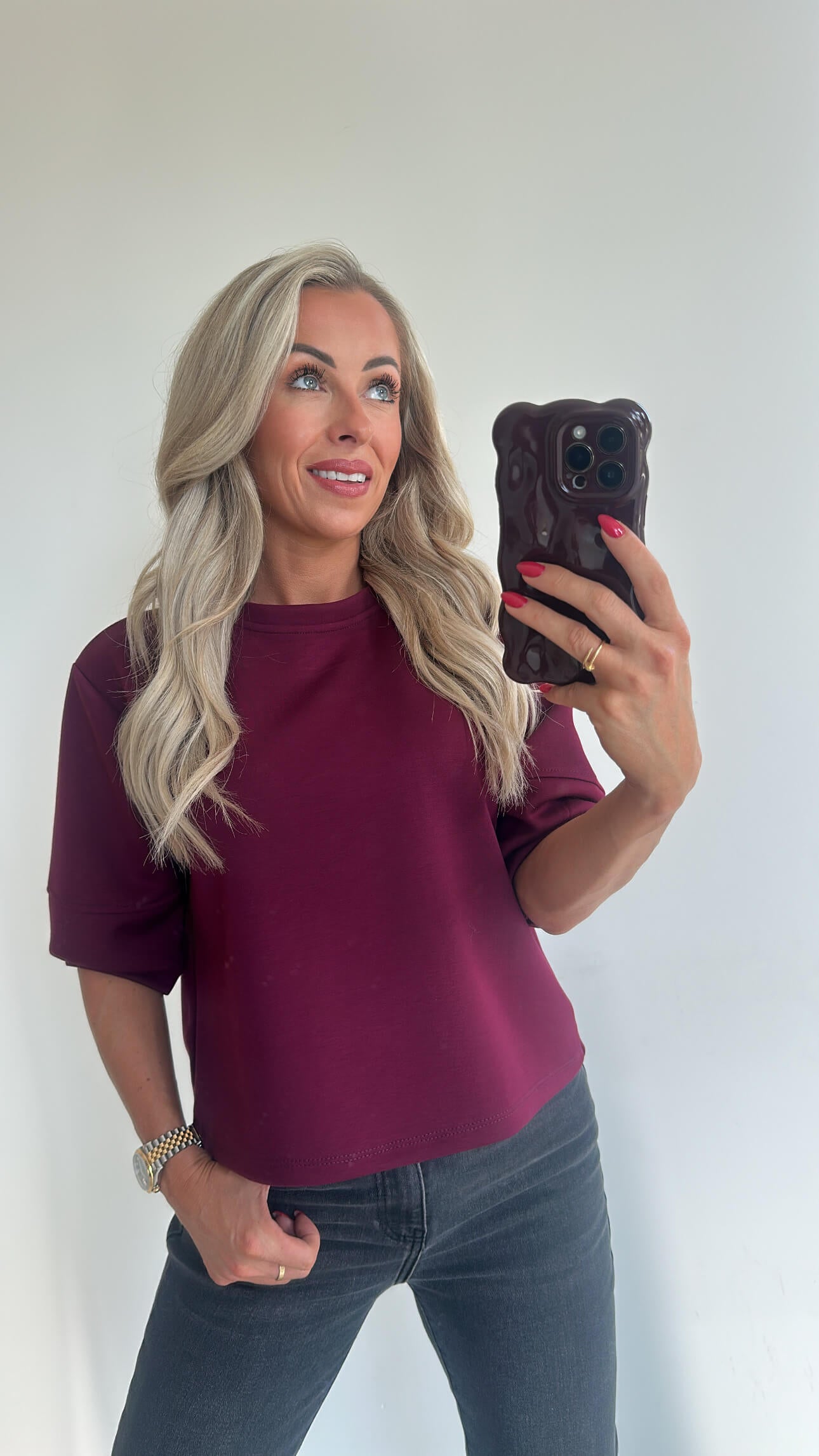 SANDIE Sweat Top - burgundy