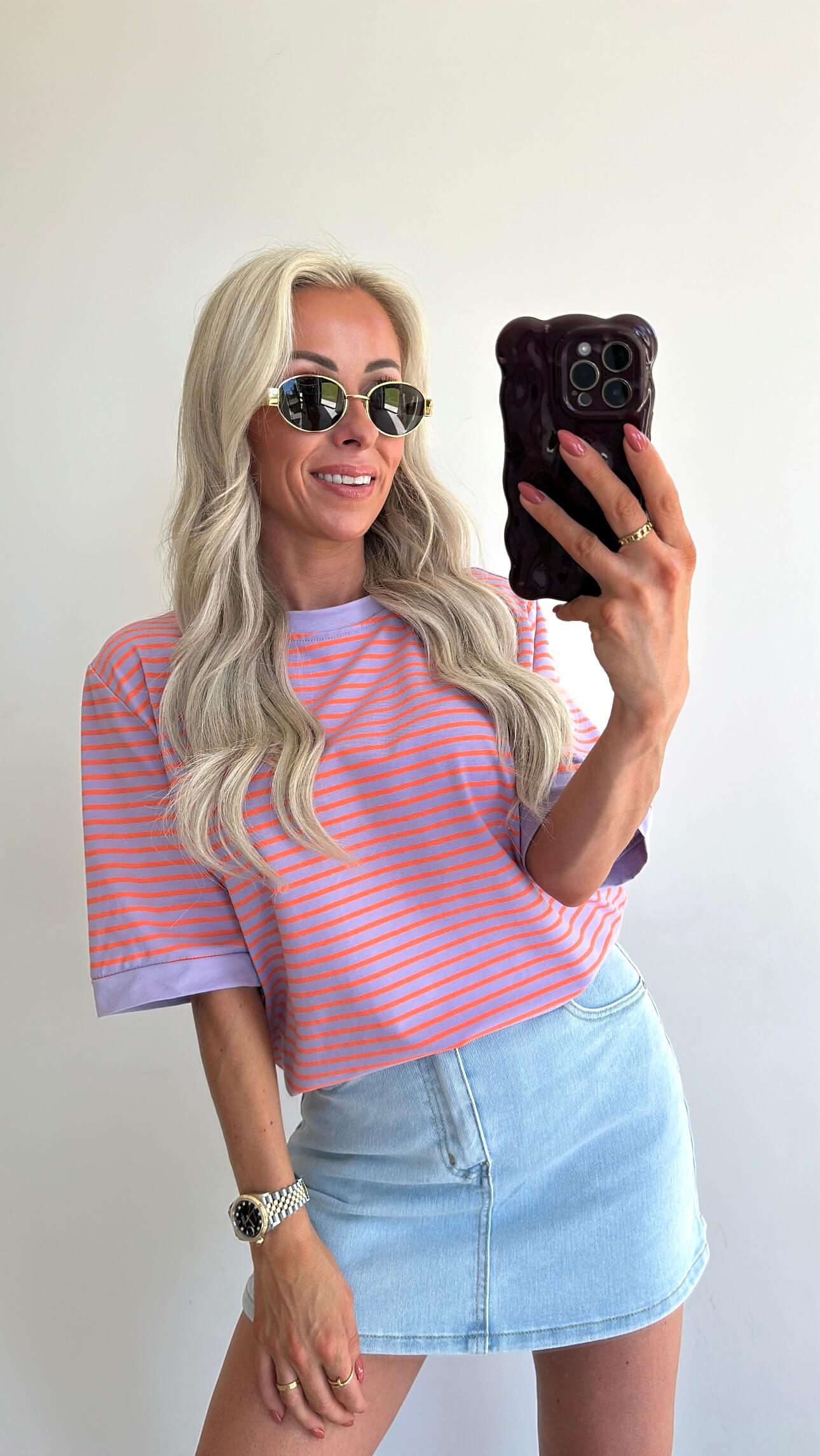 STRIPIE T-shirt - lila/orange