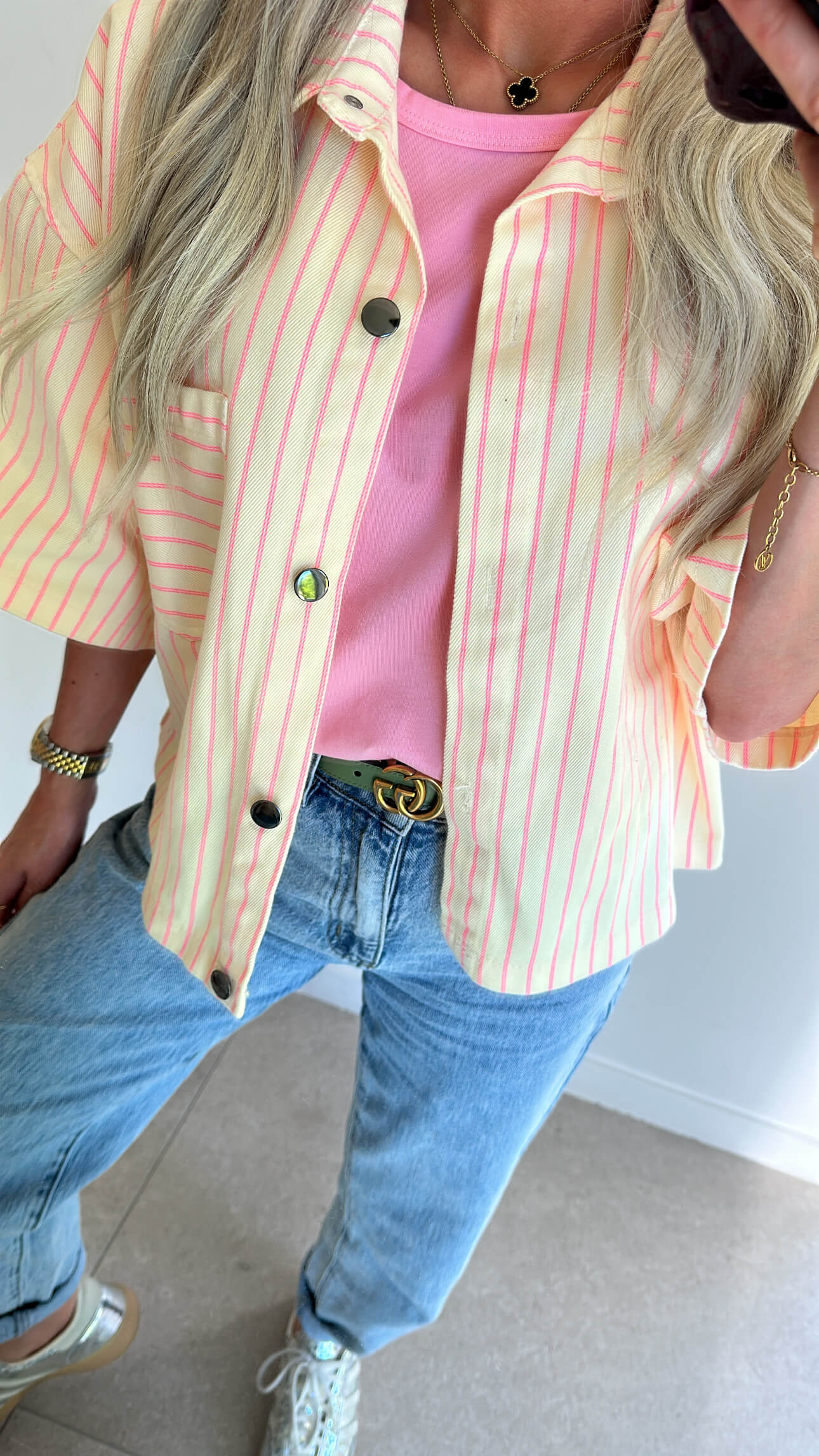 JUNIE Jacket - vanilla yellow/fluo pink