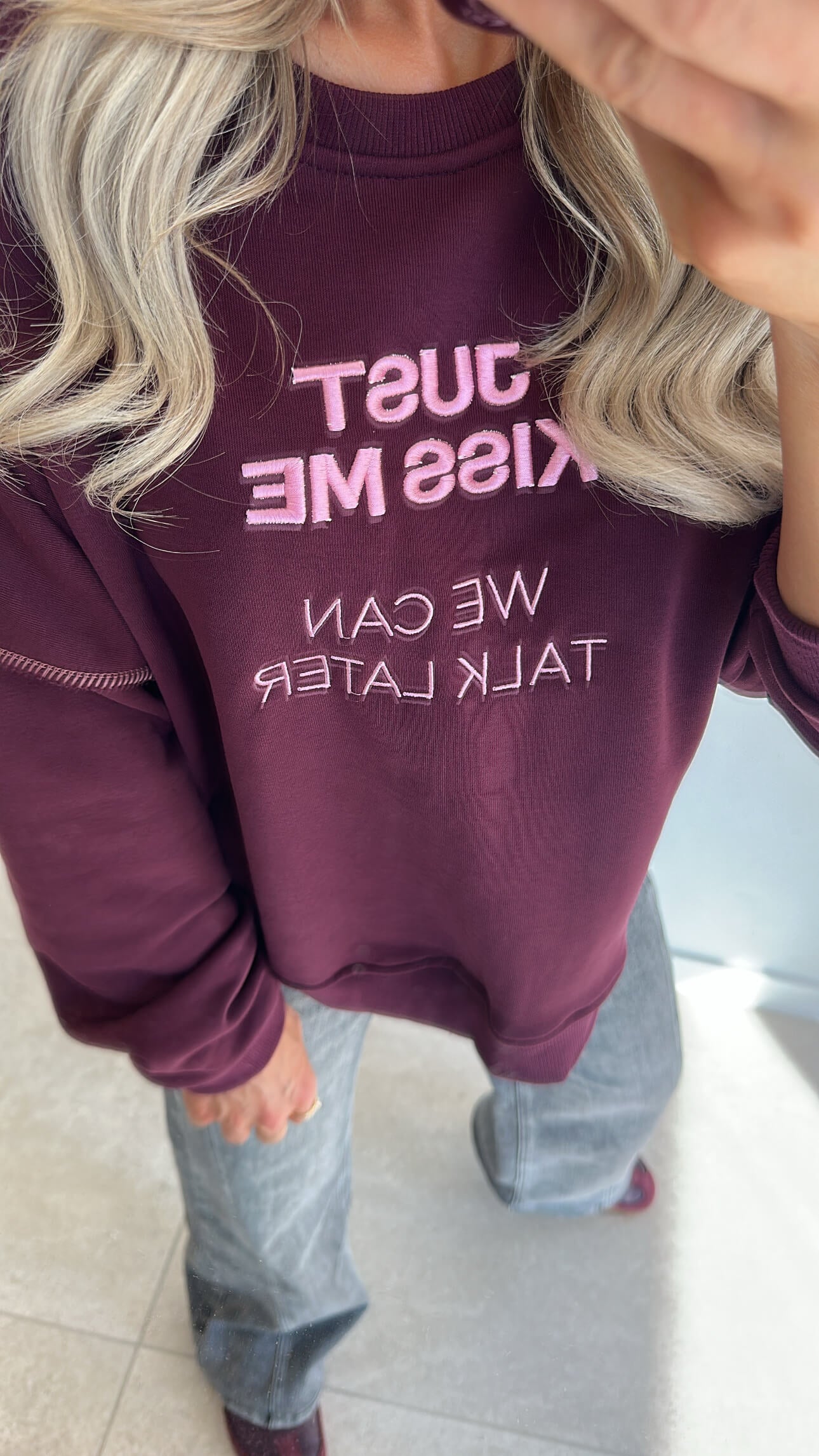 JUST KISS ME Sweater - burgundy