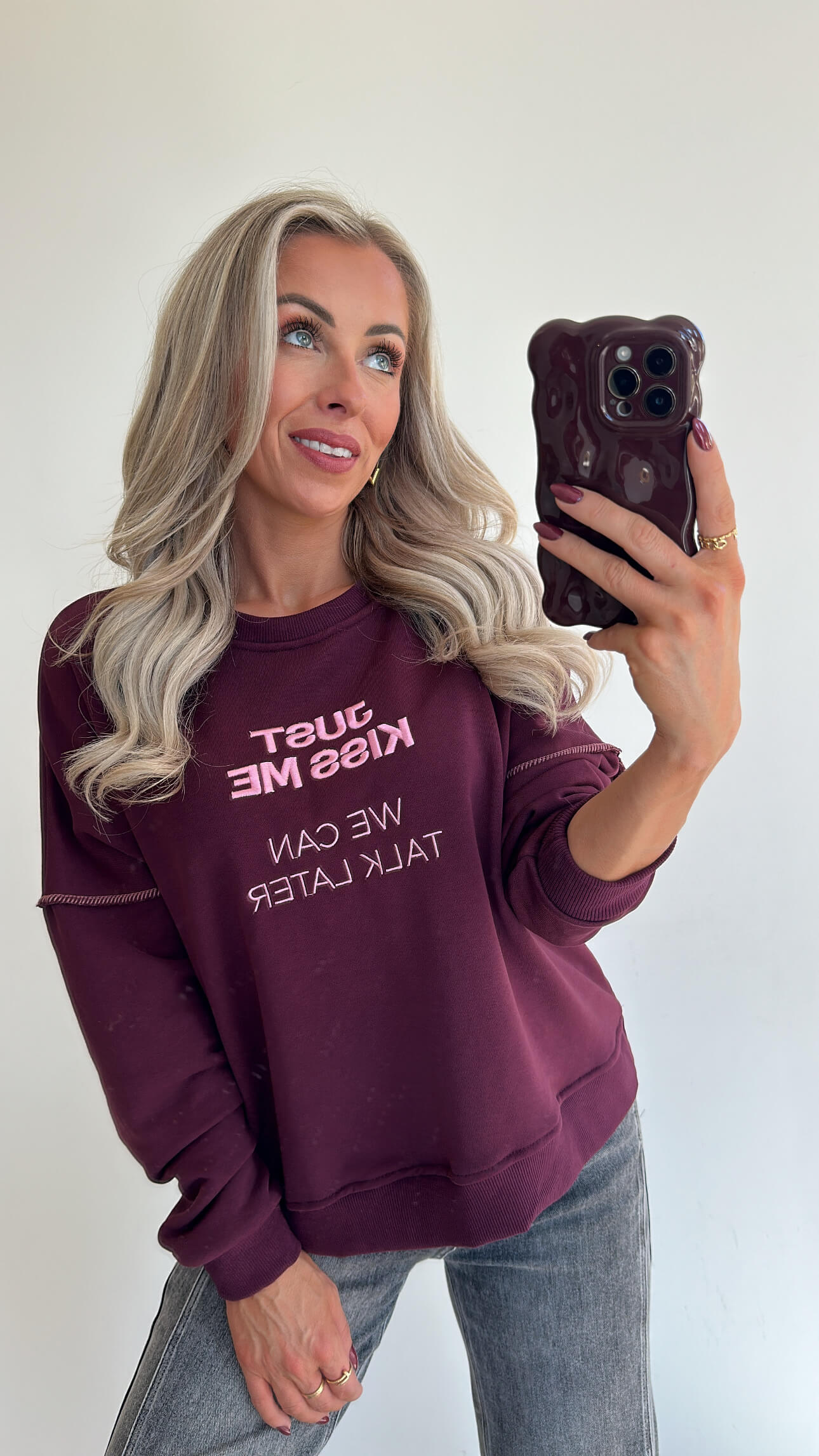 JUST KISS ME Sweater - burgundy