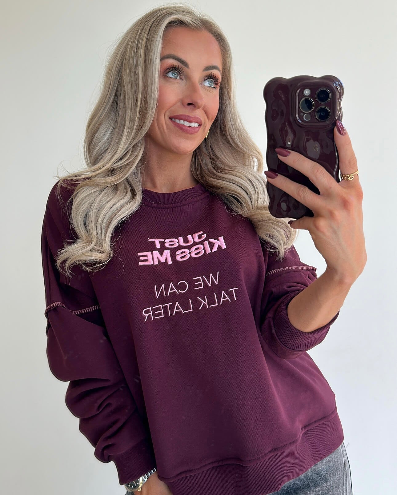 JUST KISS ME Sweater - burgundy
