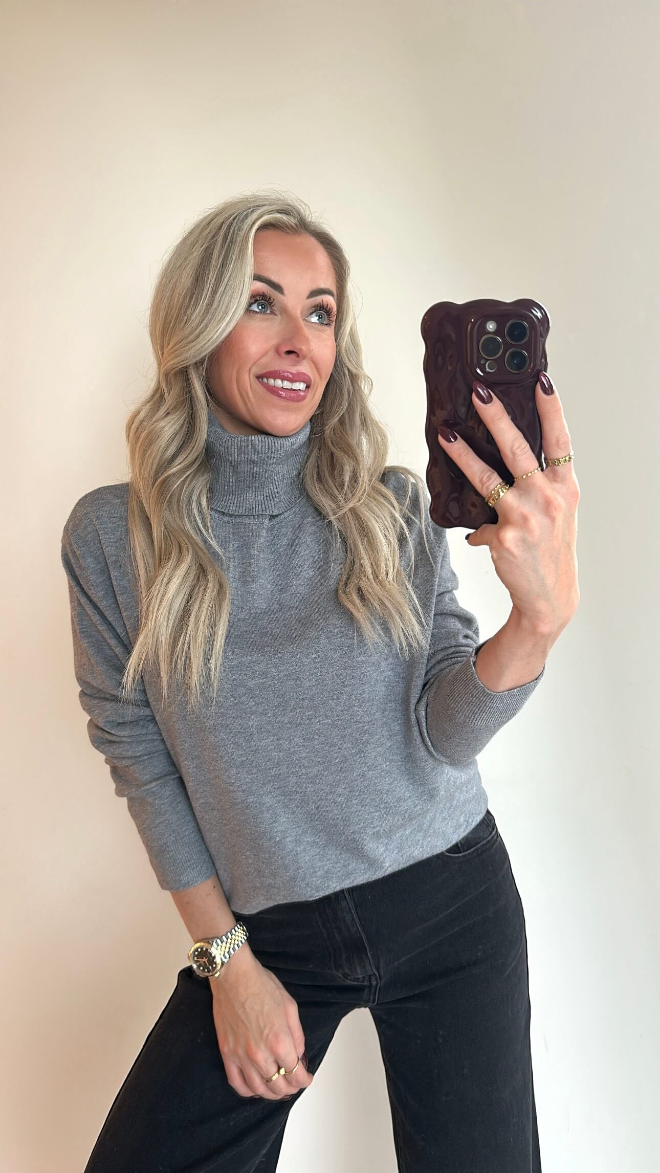 TIA Turtleneck Top - grey