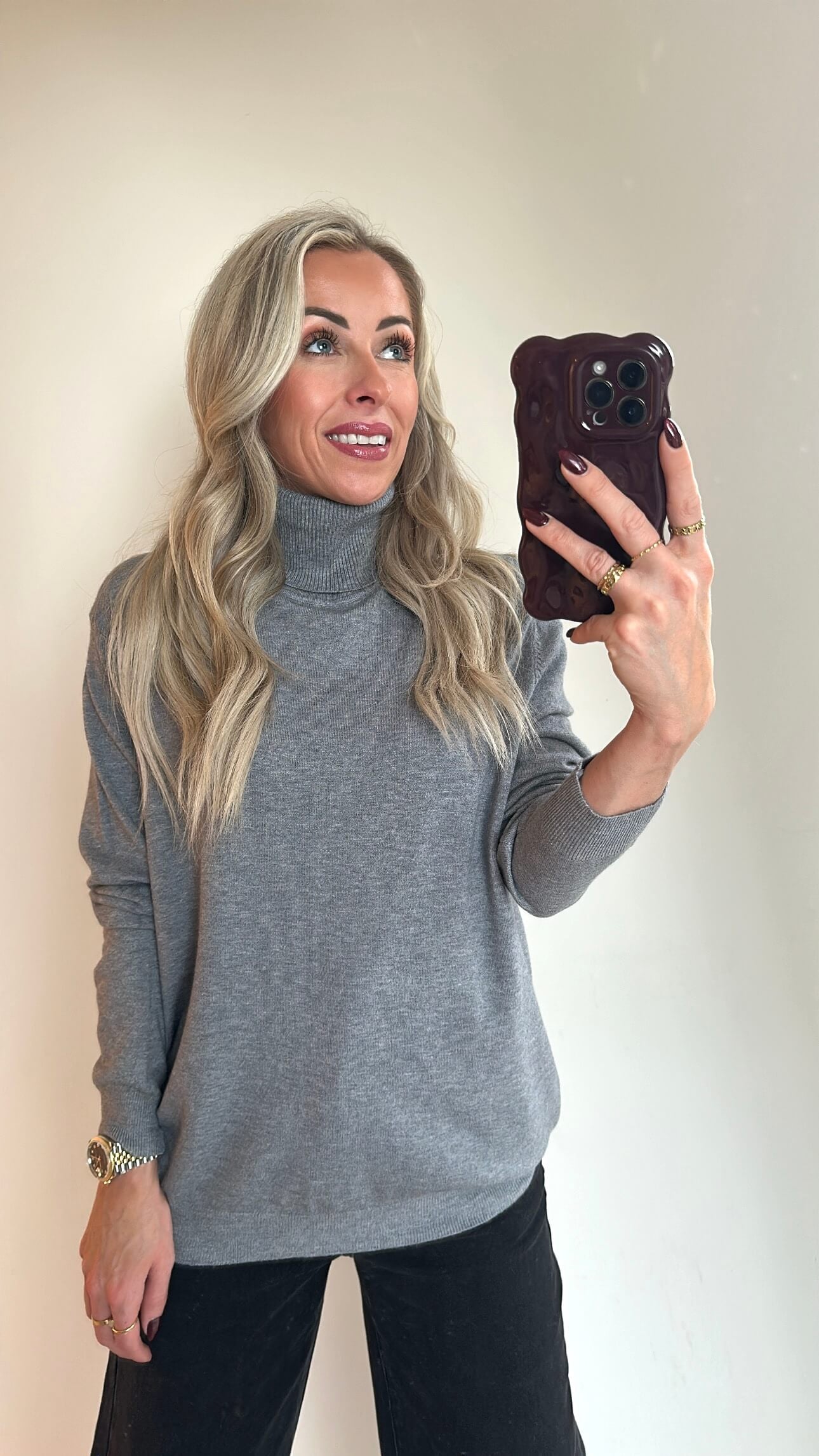 TIA Turtleneck Top - grey