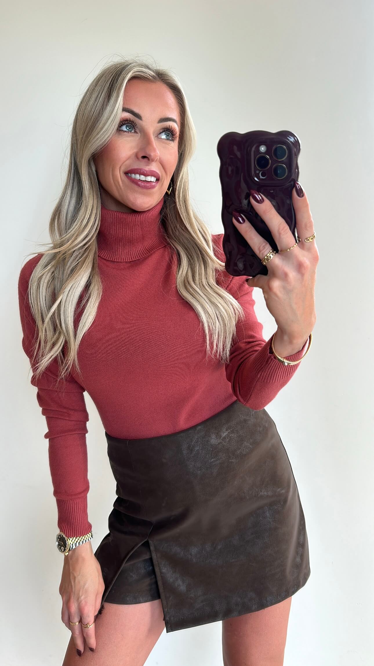 TIA Turtleneck Top - terracotta