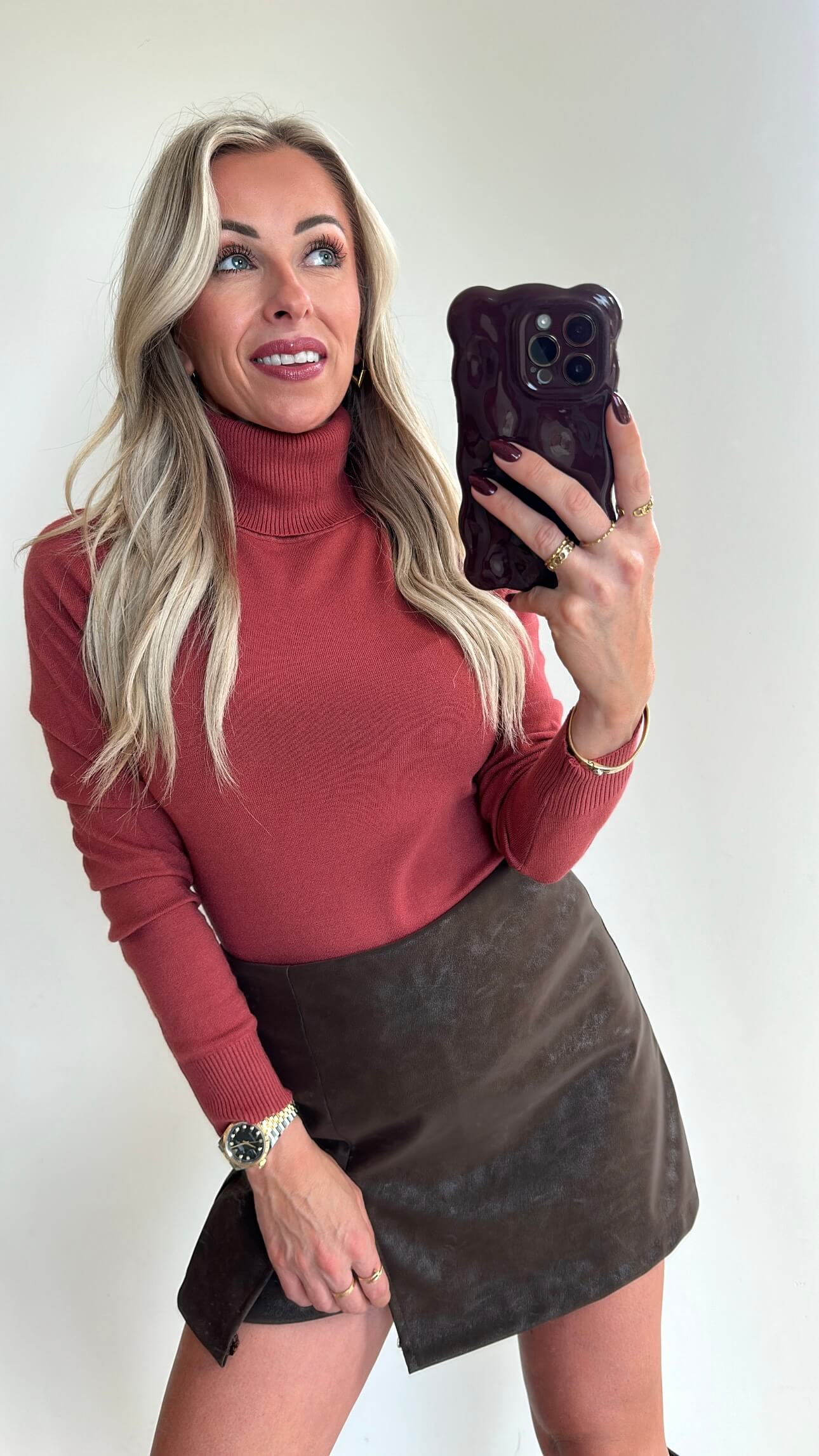 TIA Turtleneck Top - terracotta