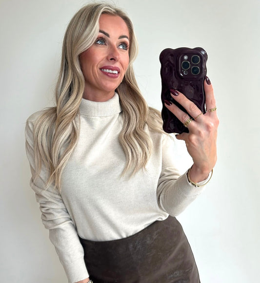 TIA Turtleneck Top - ecru