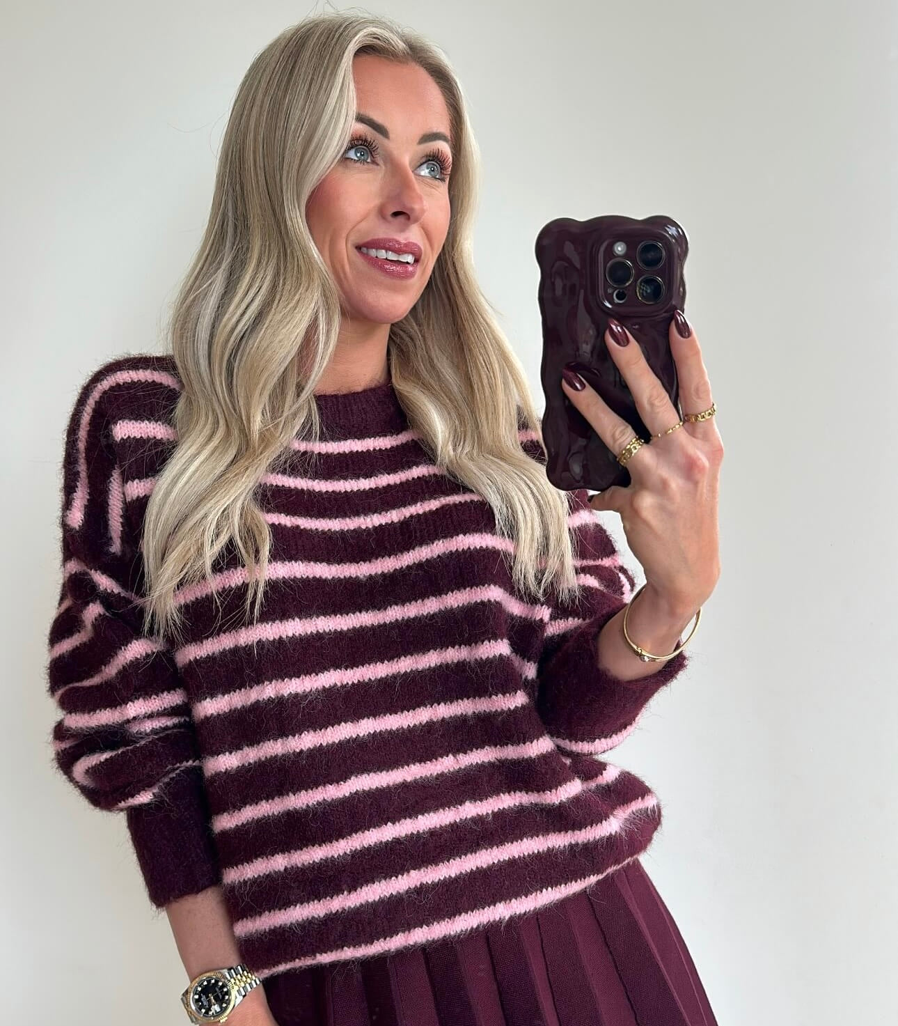 MACIE Pull - burgundy/pink