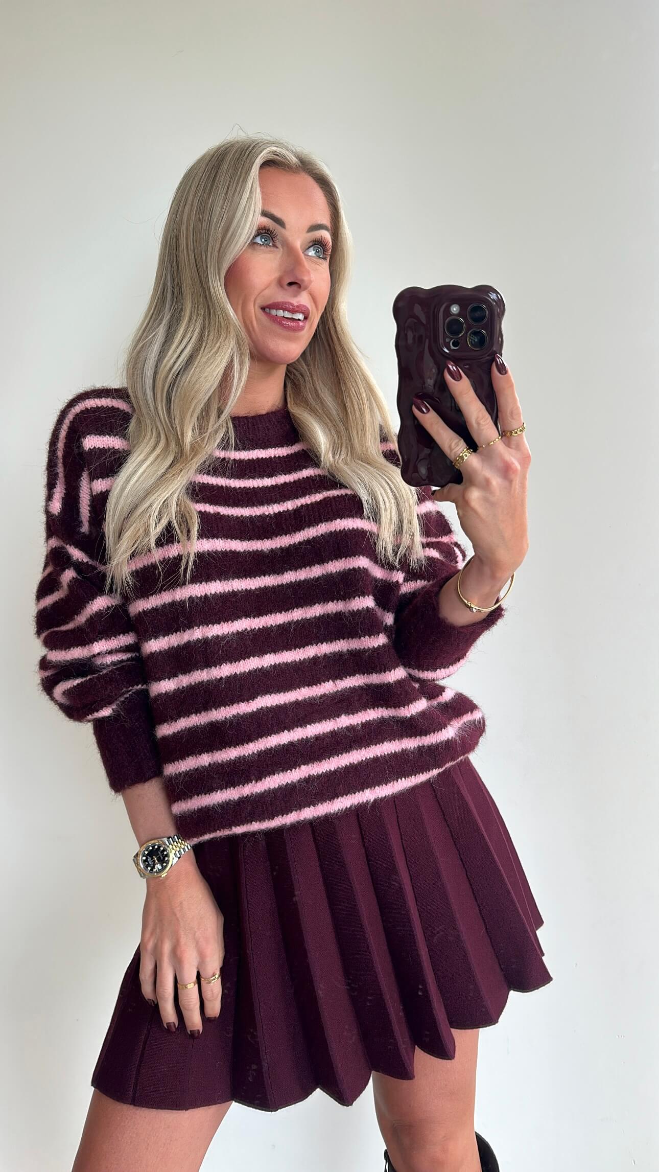 MACIE Pull - burgundy/pink