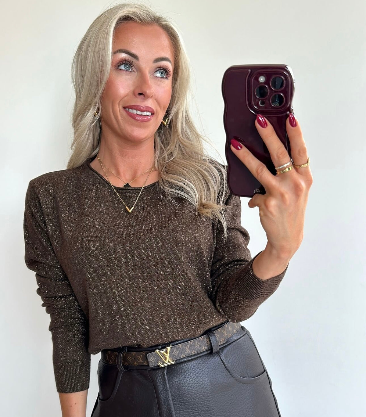 TESS Longsleeve Top - sparkle brown