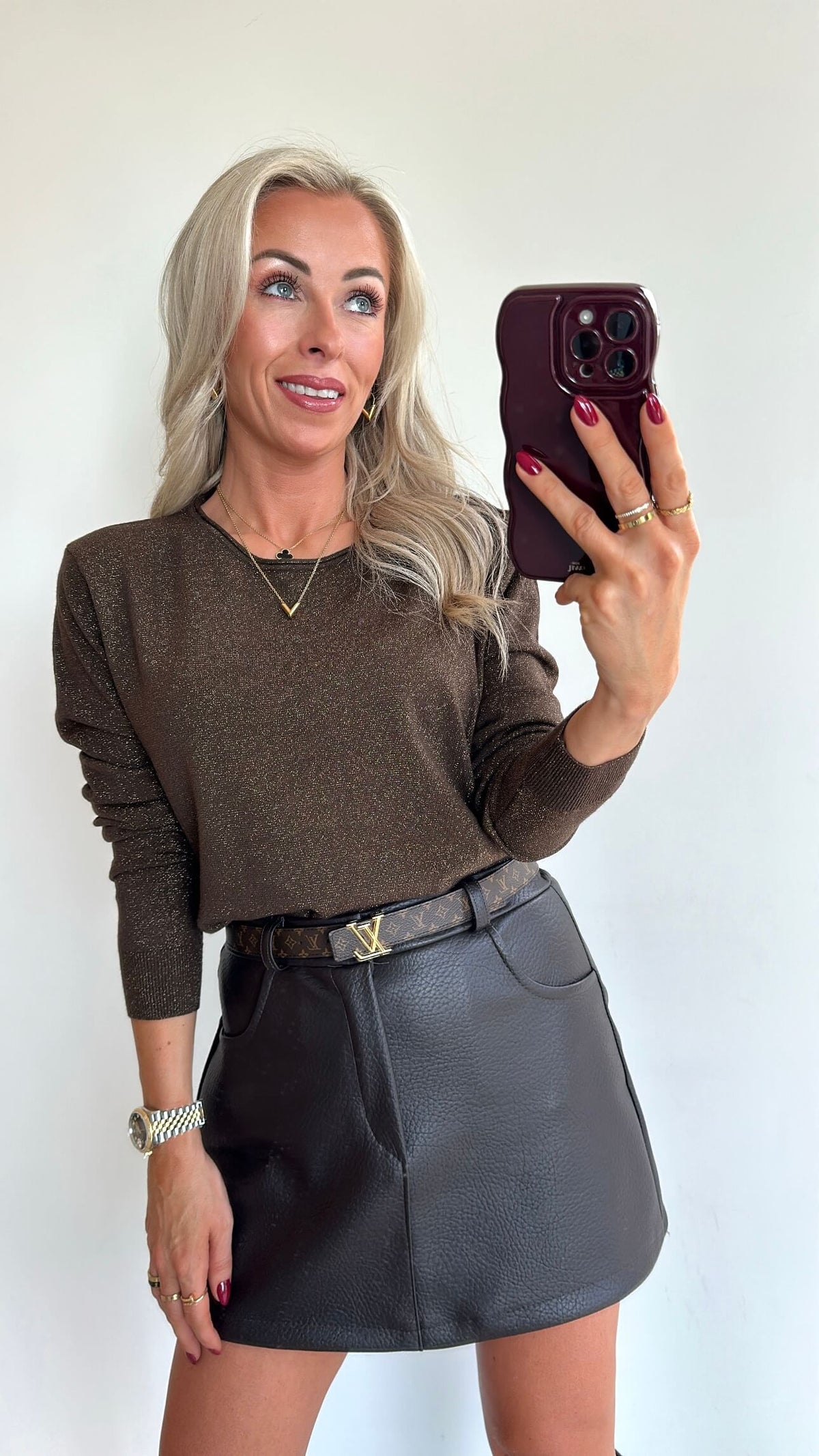 TESS Longsleeve Top - sparkle brown
