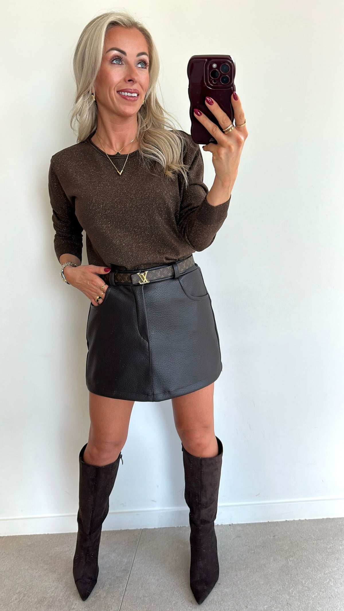 TESS Longsleeve Top - sparkle brown