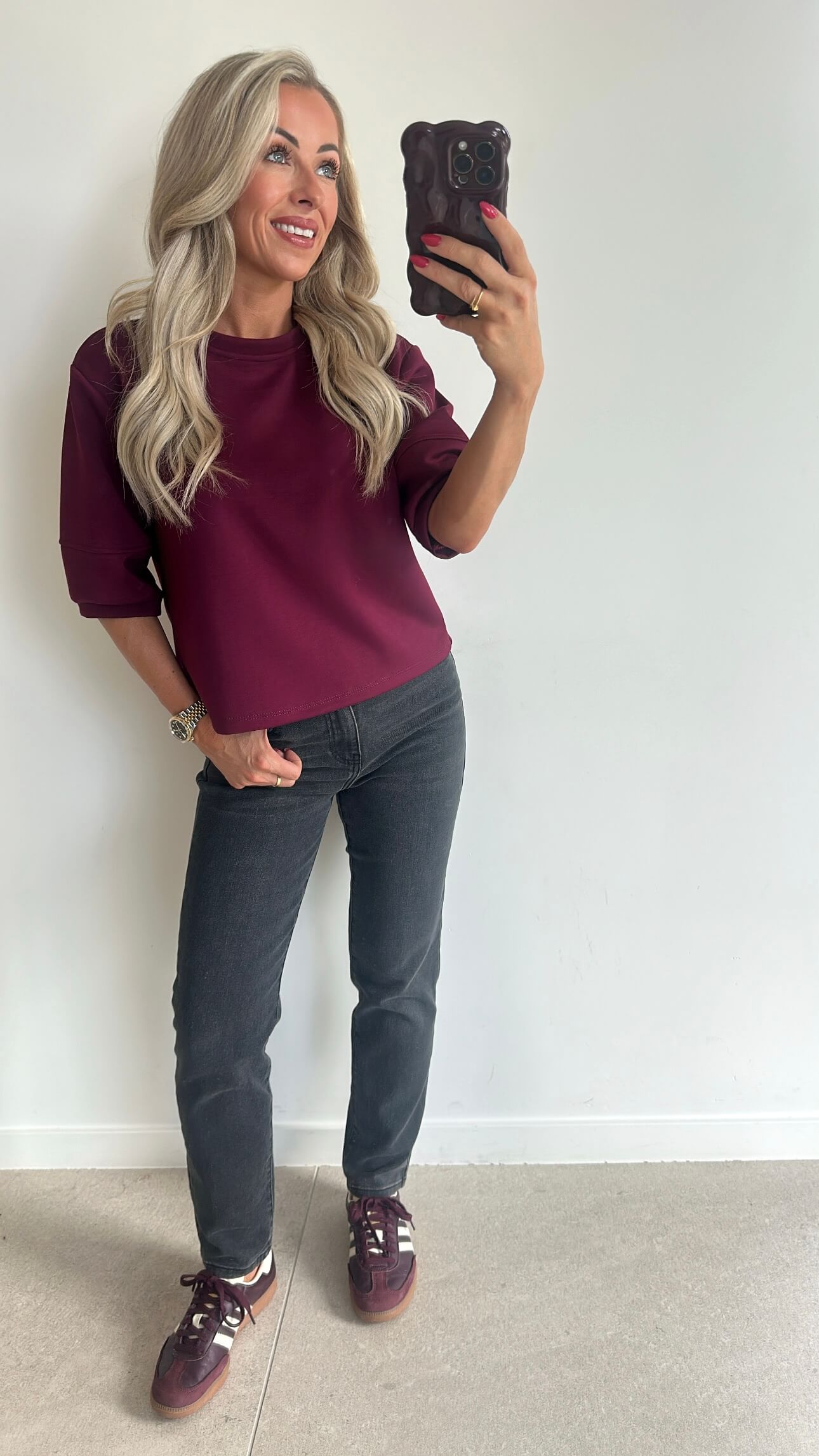 SANDIE Sweat Top - burgundy