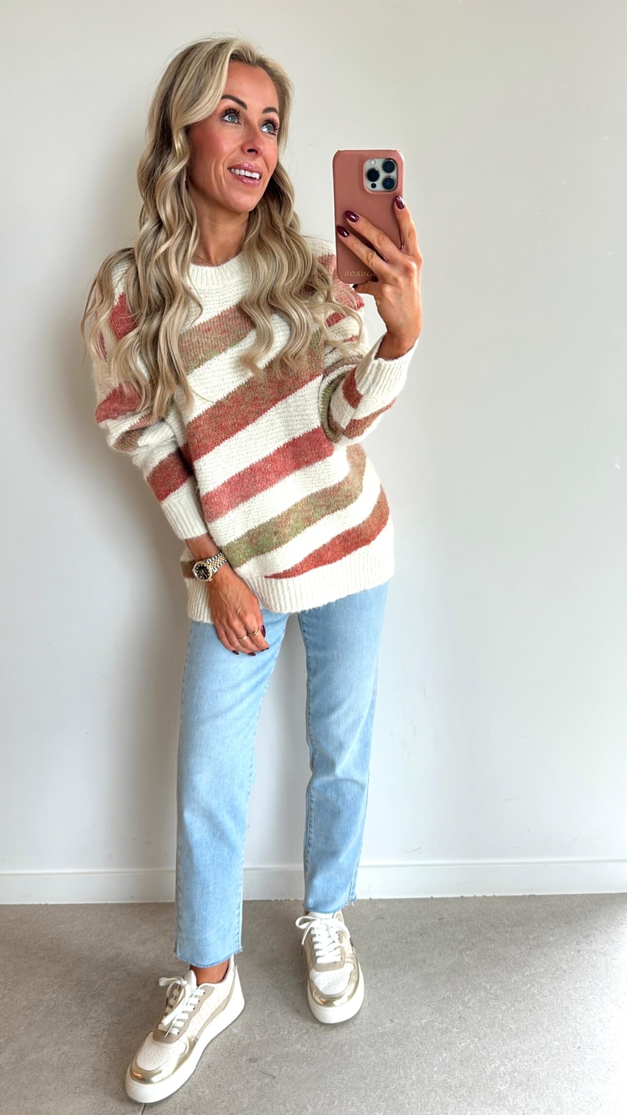 PHOEBE Pull - terracotta/green