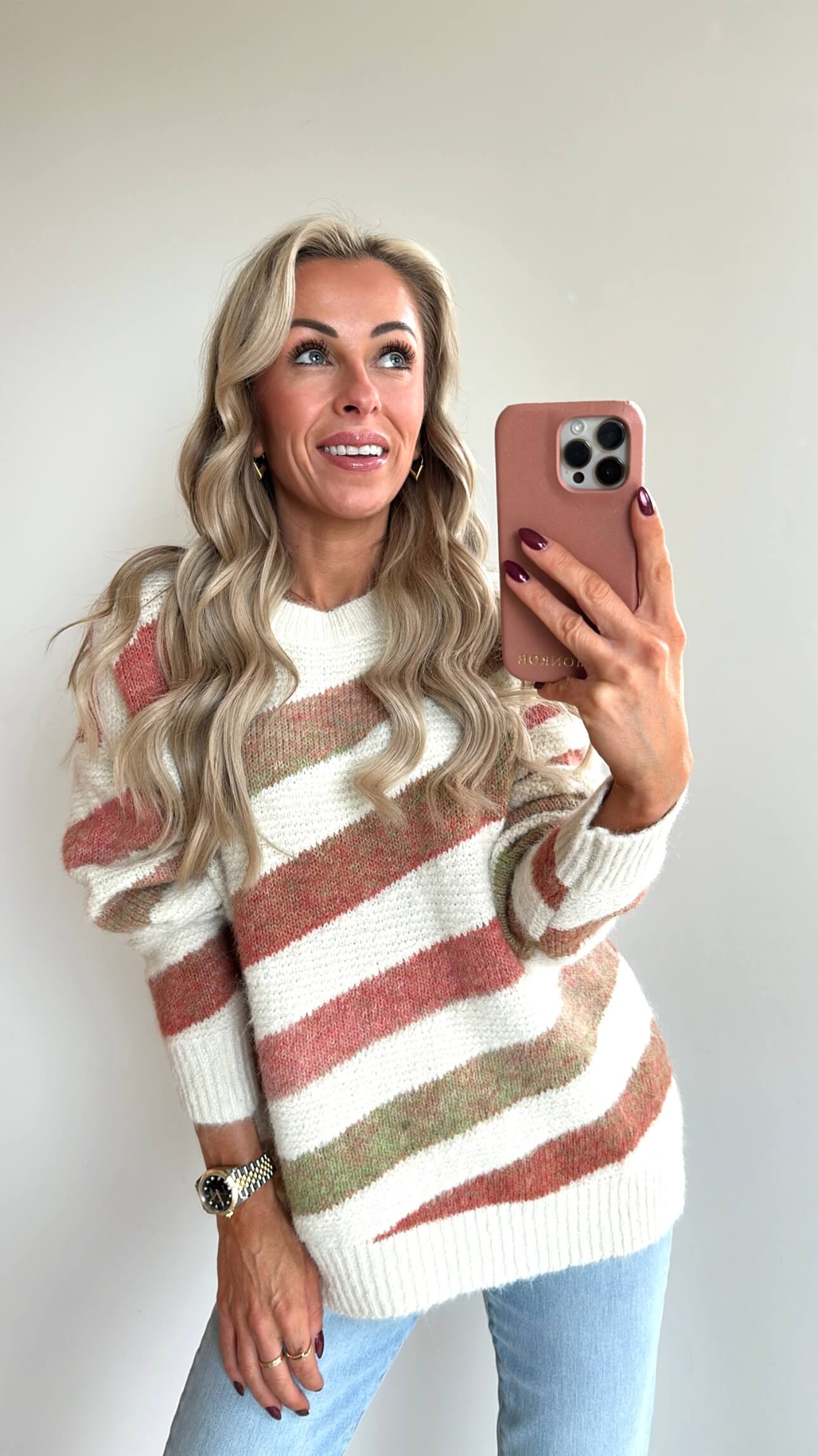 PHOEBE Pull - terracotta/green