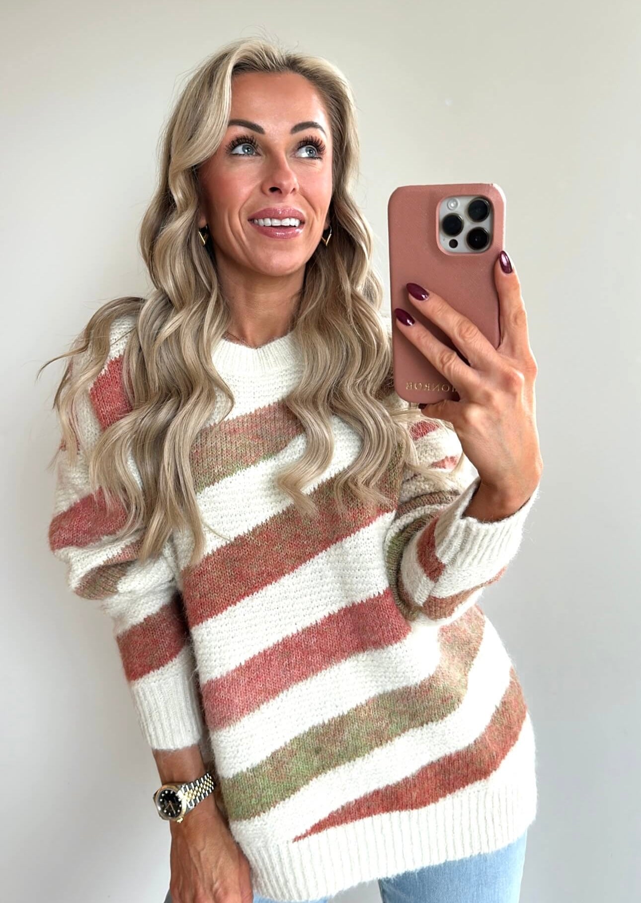 PHOEBE Pull - terracotta/green