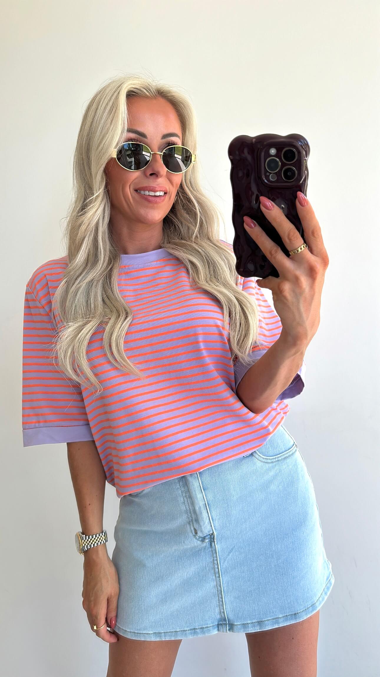 STRIPIE T-shirt - lila/orange