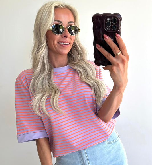 STRIPIE T-shirt - lila/orange
