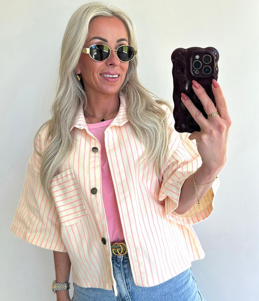 JUNIE Jacket - vanilla yellow/fluo pink