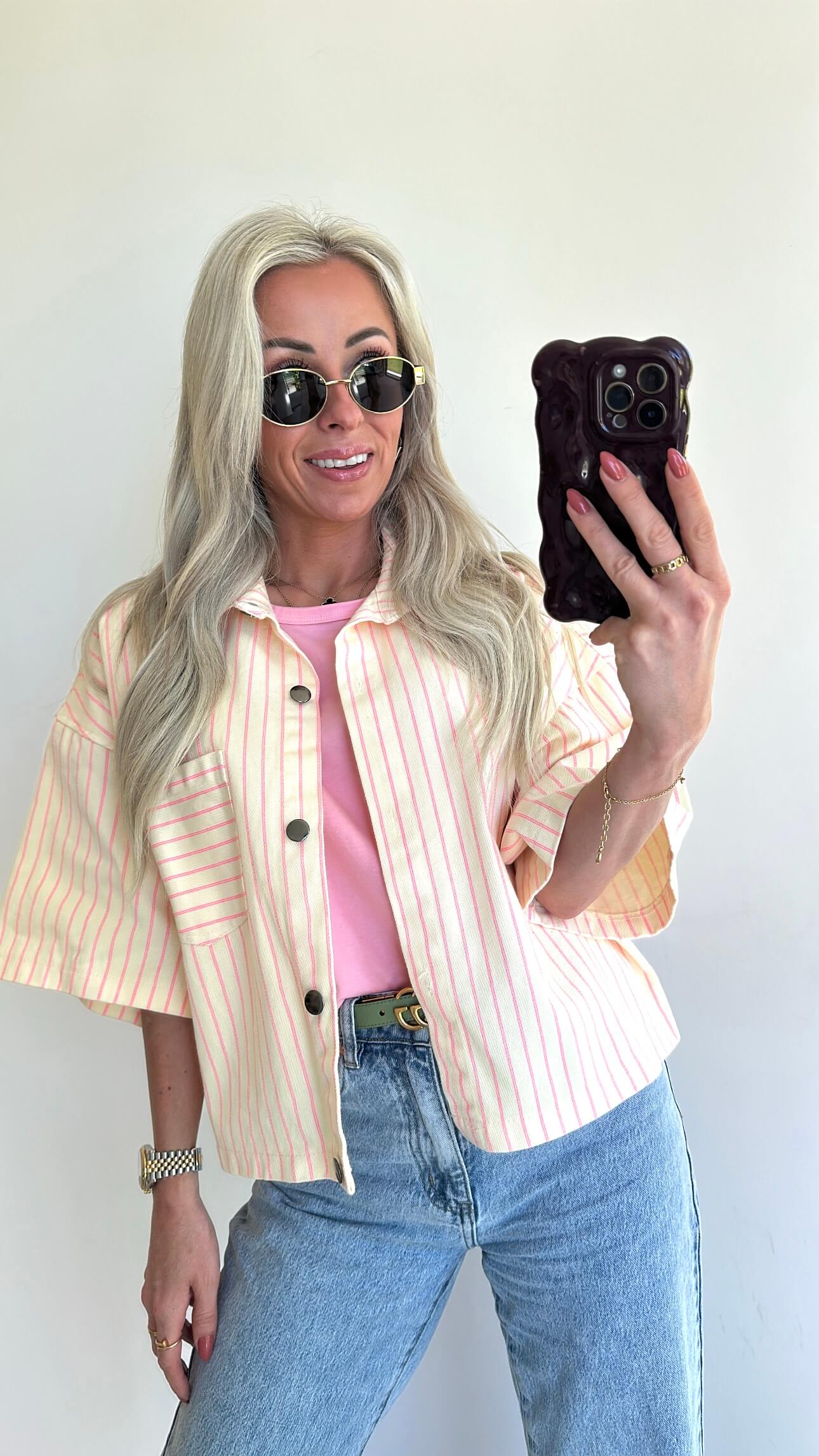 JUNIE Jacket - vanilla yellow/fluo pink
