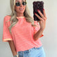 STRIPIE T-shirt - peach/fluo pink