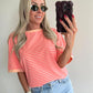 STRIPIE T-shirt - peach/fluo pink