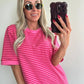 STRIPIE T-shirt - pink/red