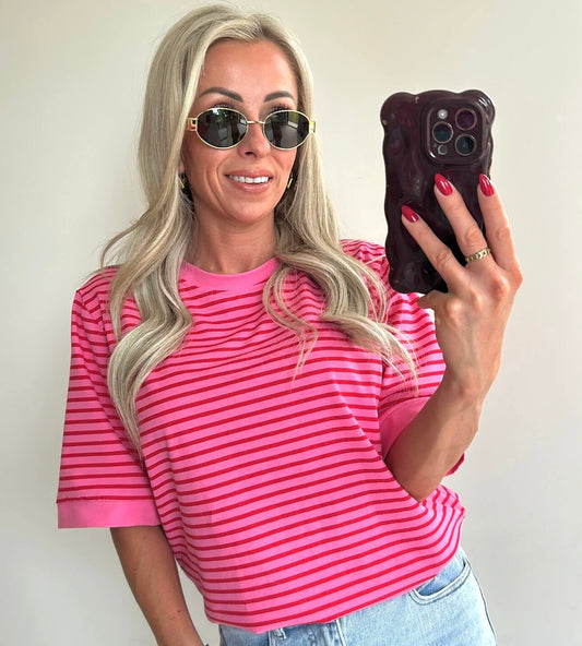 STRIPIE T-shirt - pink/red