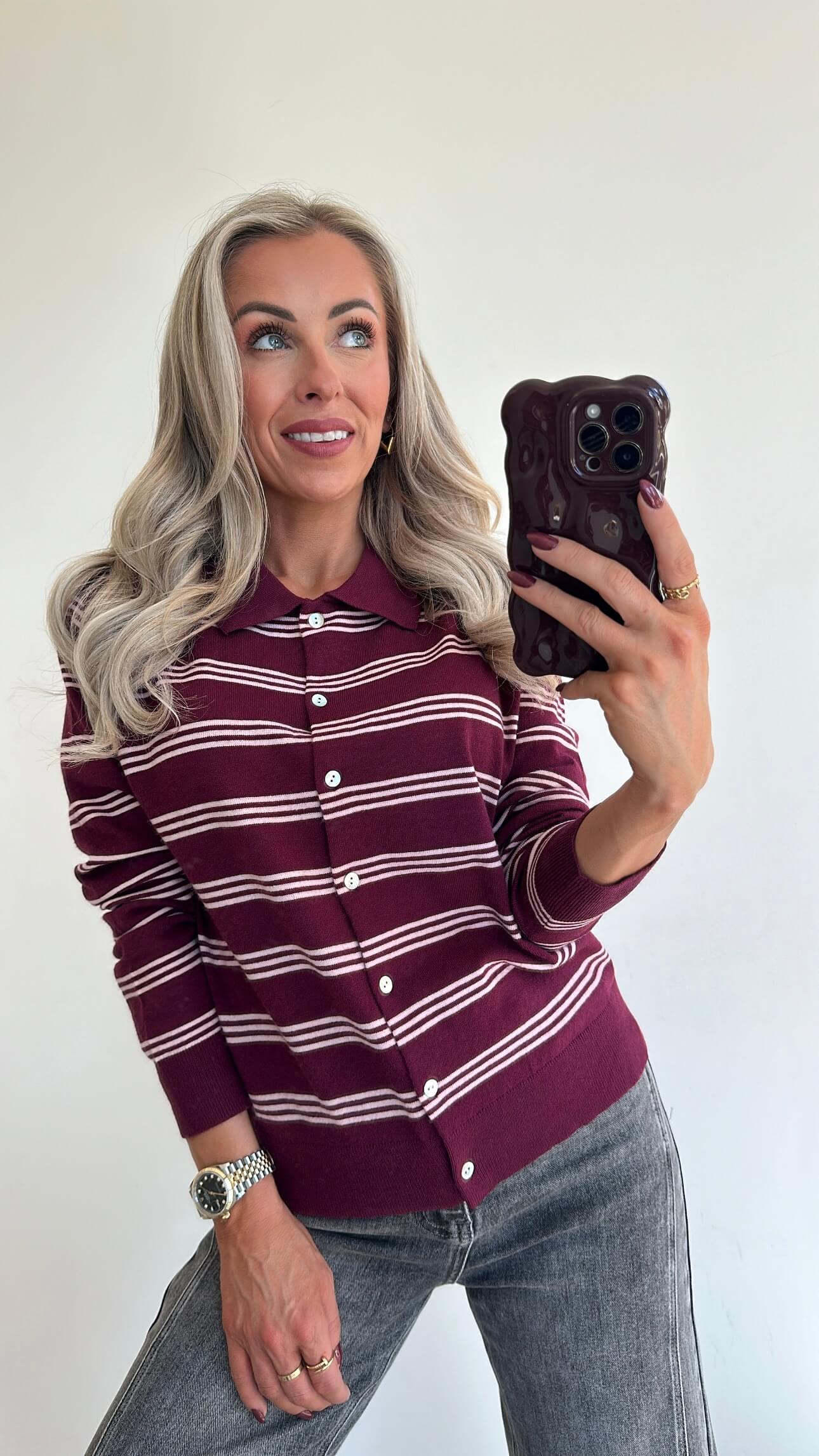 PARKER Polo - burgundy/pink