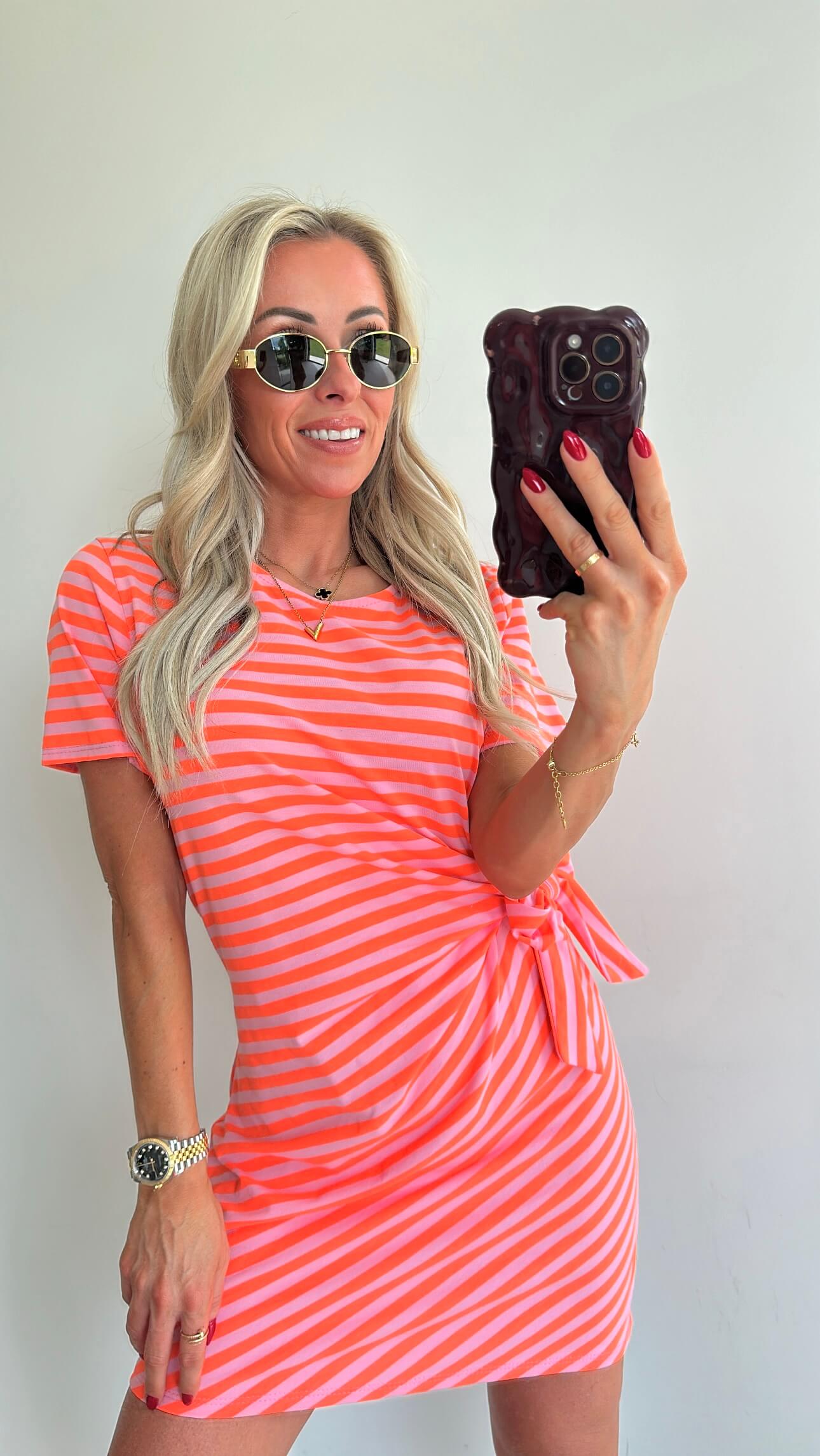 CANDIE Dress - pink/fluo orange